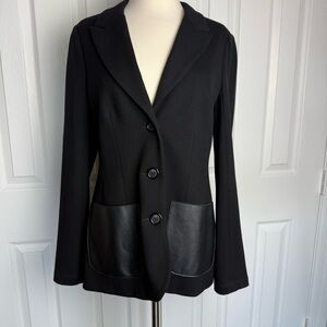 Bailey 44 Black Blazer with Leather Pockets